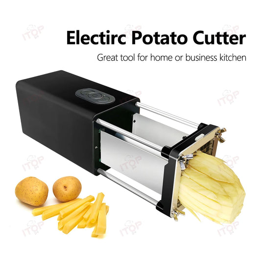 ITOP Electric Potato Chips Cutter French Fries Vegetable Cutting Machine 2 Blades Stainless Steel Durable Power 58W 110V-240V